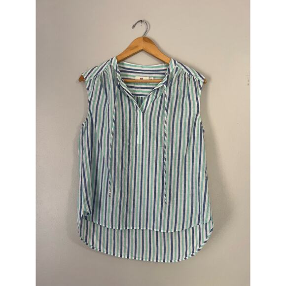 Vineyard Vines Womens Linen Blend Striped Sleeveless Top Size Small - Picture 1 of 4